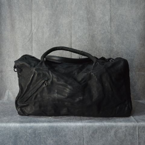 ジャパン ダブルショルダー フルタンニン製品染め ボストンバッグ （BLACK）