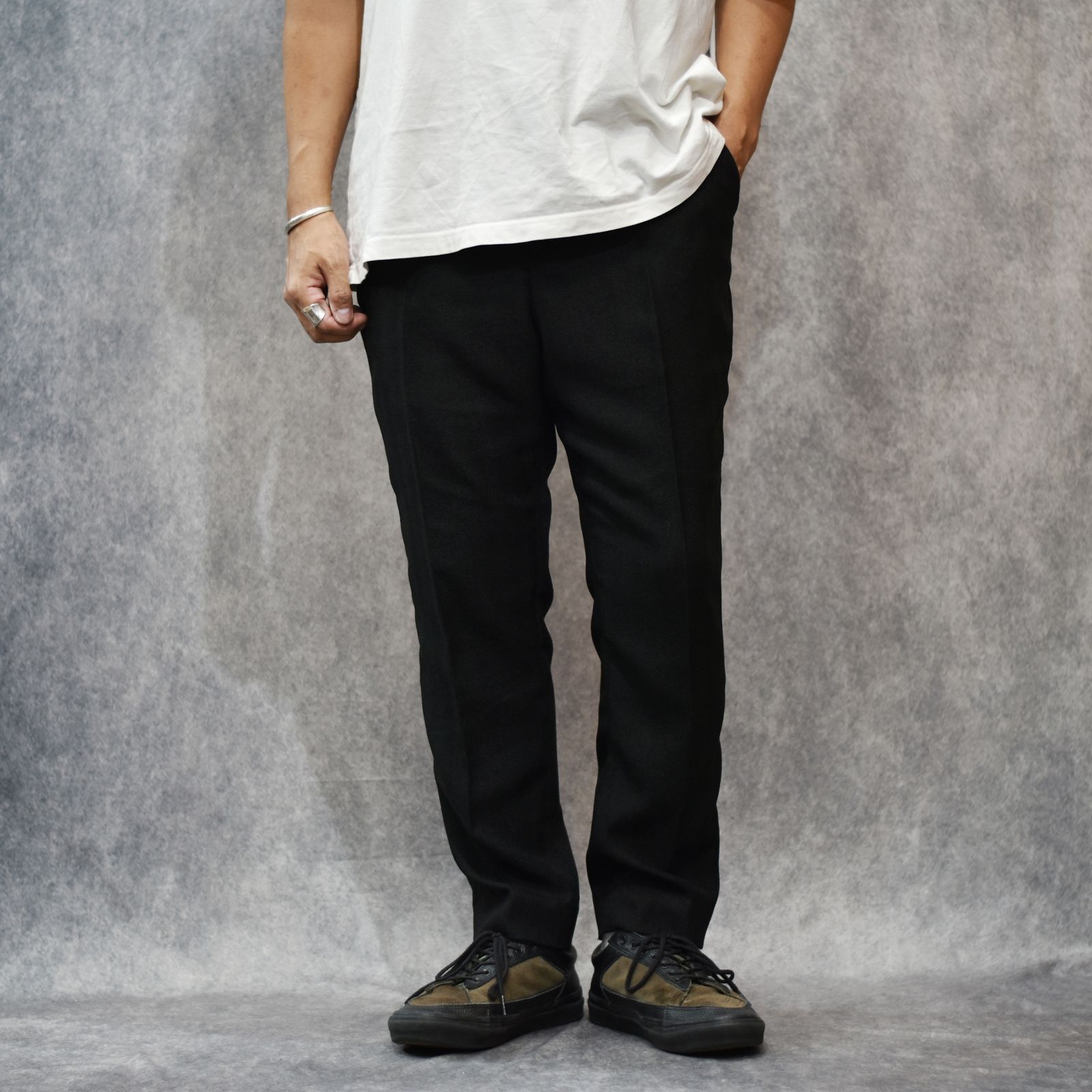 VINTAGE TYPE HERRINGBONE SLACKS (BLACK)｜ヘリンボーン スラックス｜CL-25AW032