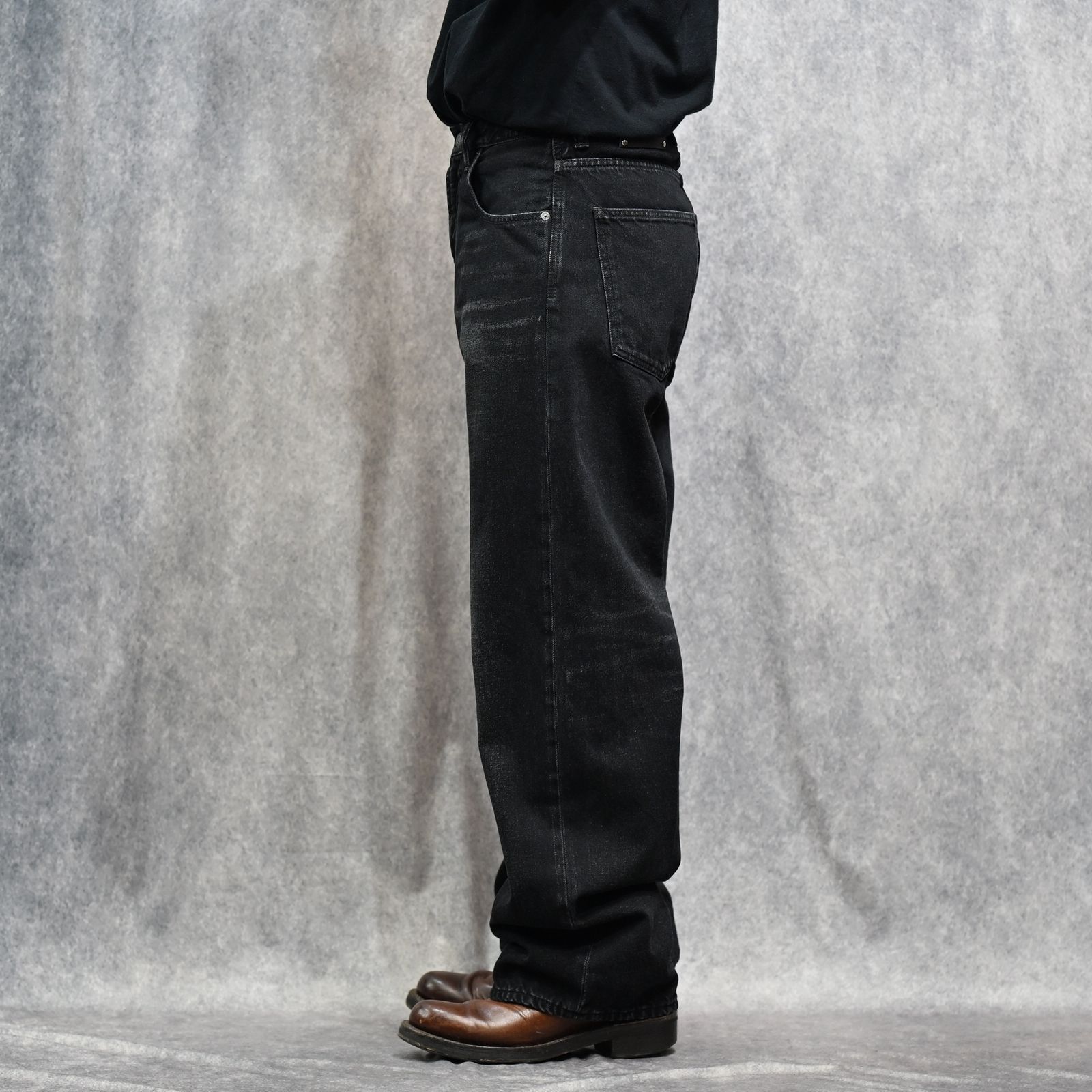 × YUKI TANAKA Wide Straight Pants （BLK） ワイドストレート デニムパンツ （ブラック）｜YT-MND-06