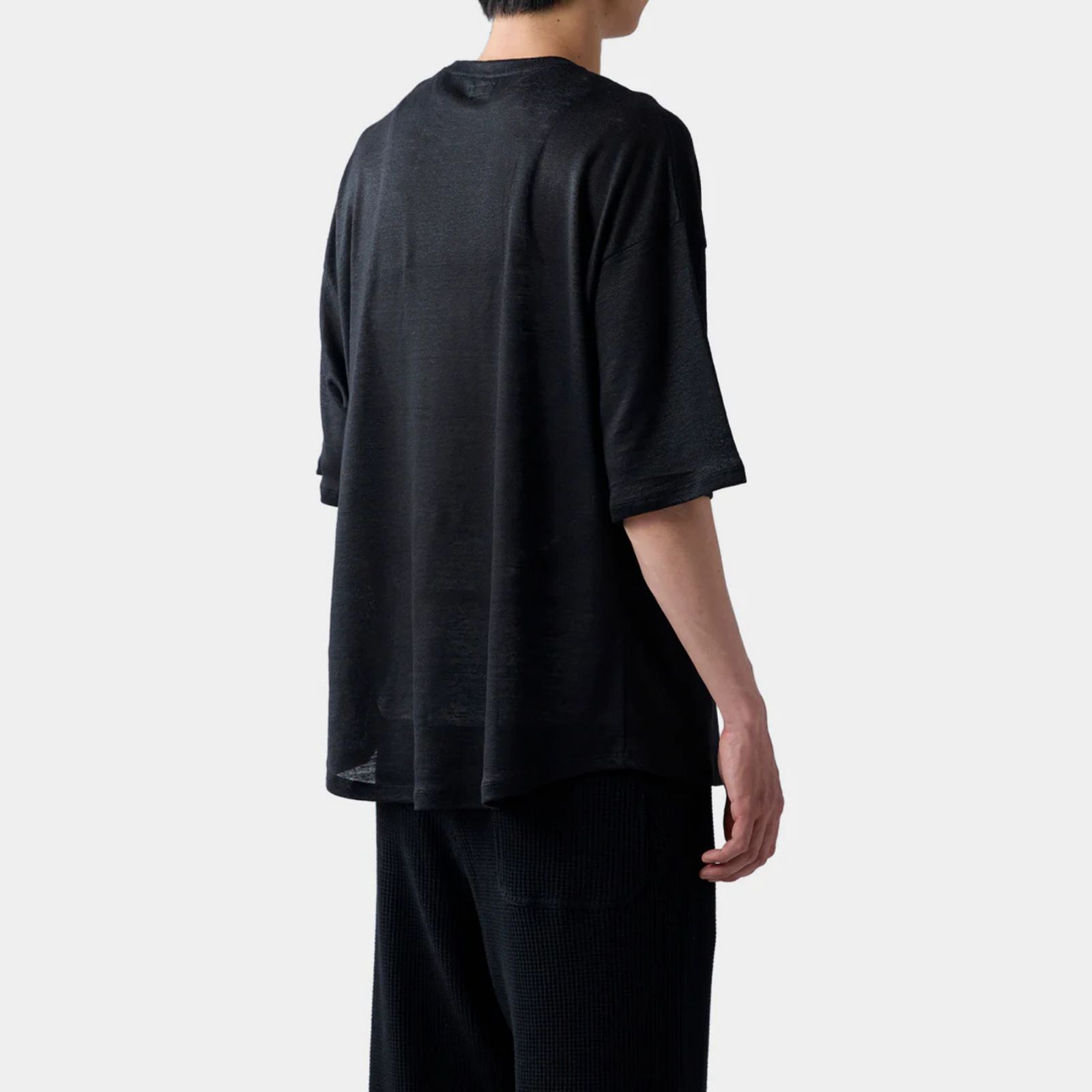 HF linen shirt SS （BLACK）｜リネン Tシャツ （ブラック）｜HF-01