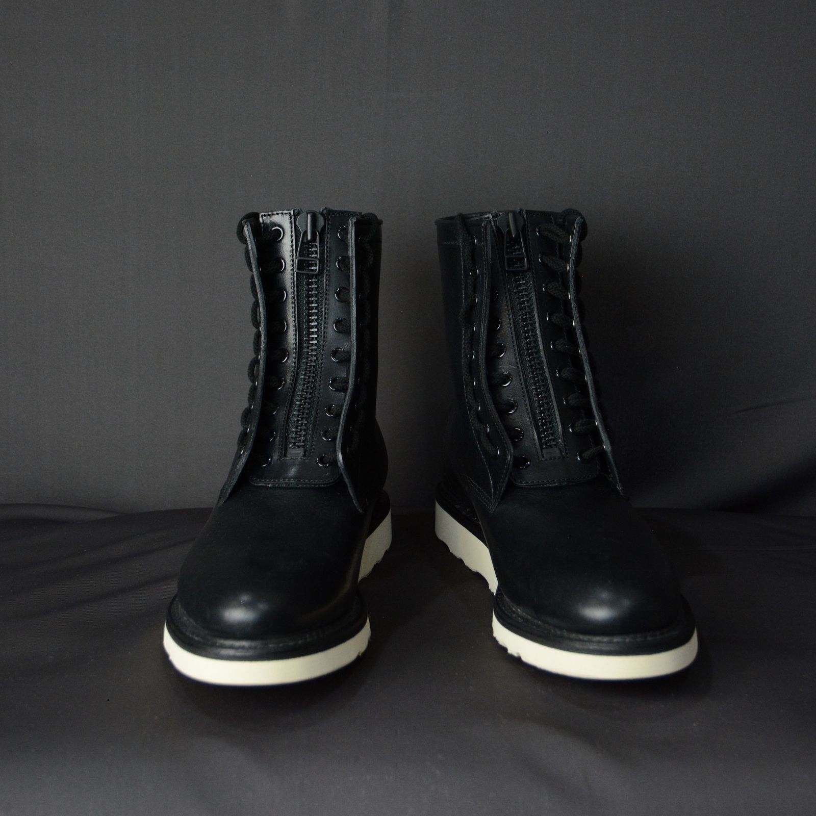 MINEDENIM - Leather Zipper Unit Boots （BLK） / ファイヤーマン ブーツ センタージップ （ブラック ...