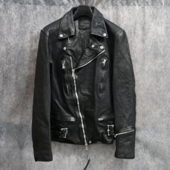 ジャパンカーフ タンニン鞣し 製品染め加工 ダブルライダース （BLACK /ブラック） 1927-01