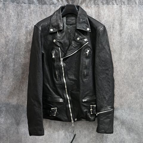 ジャパンカーフ タンニン鞣し 製品染め加工 ダブルライダース （BLACK /ブラック） 1927-01