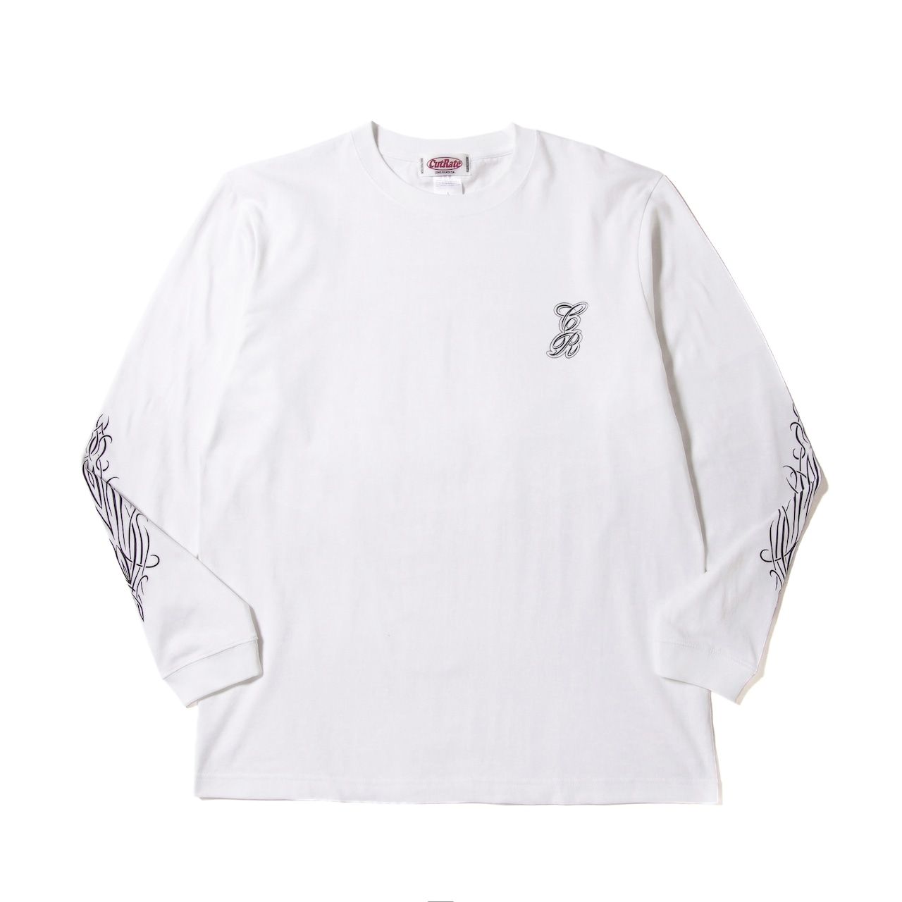 PINSTRIPE L/S TEE (WHITE)｜プリント ロンT｜CR-26SS011