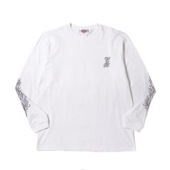 PINSTRIPE L/S TEE (WHITE)｜プリント ロンT｜CR-26SS011