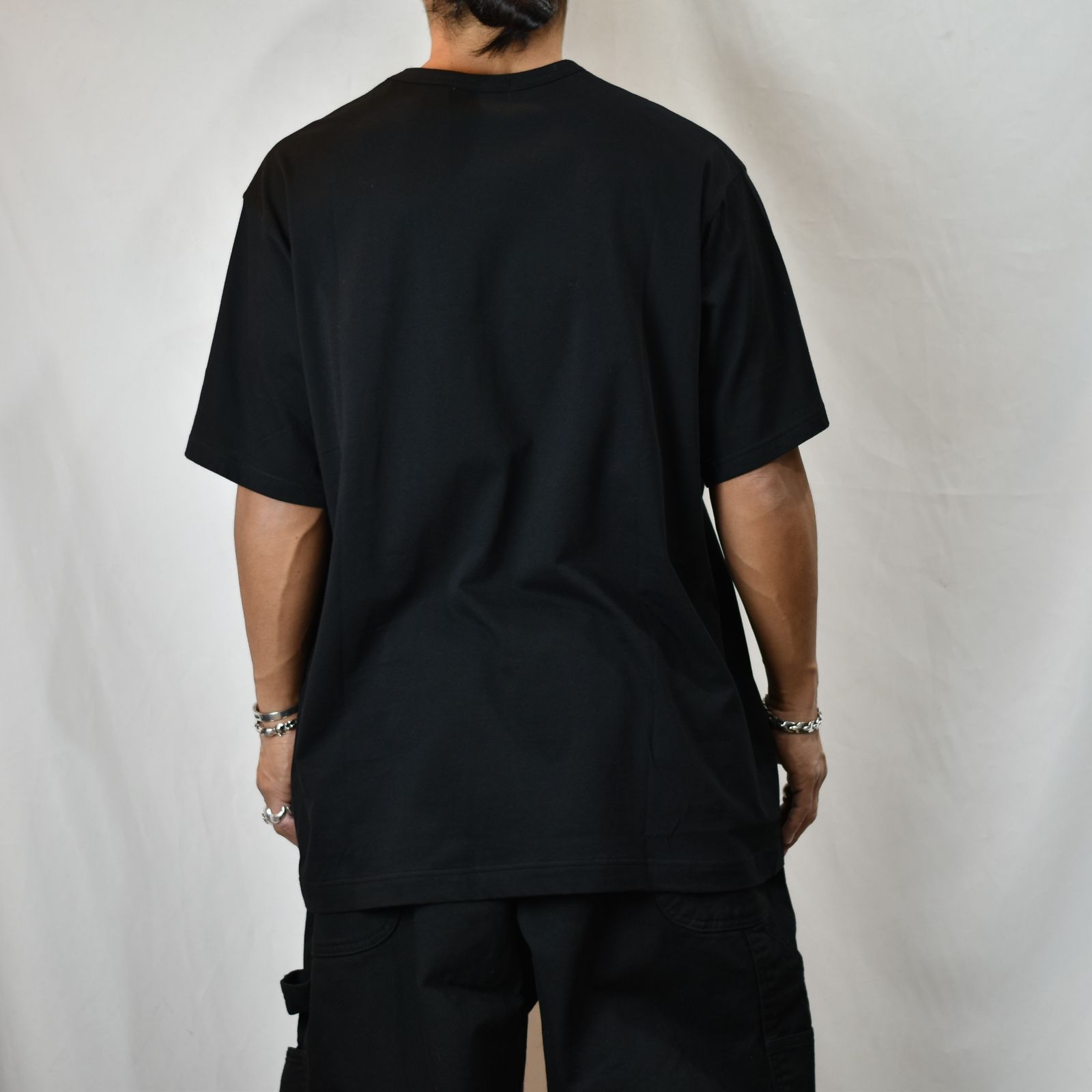 [ Yohji Yamamoto ] COMBED SINGLE JERSEY SHORT SLEEV / 国内発 COMBED SINGLE JERSEY SLIT DETAIL S SLEEVE T(FREE SIZE Black