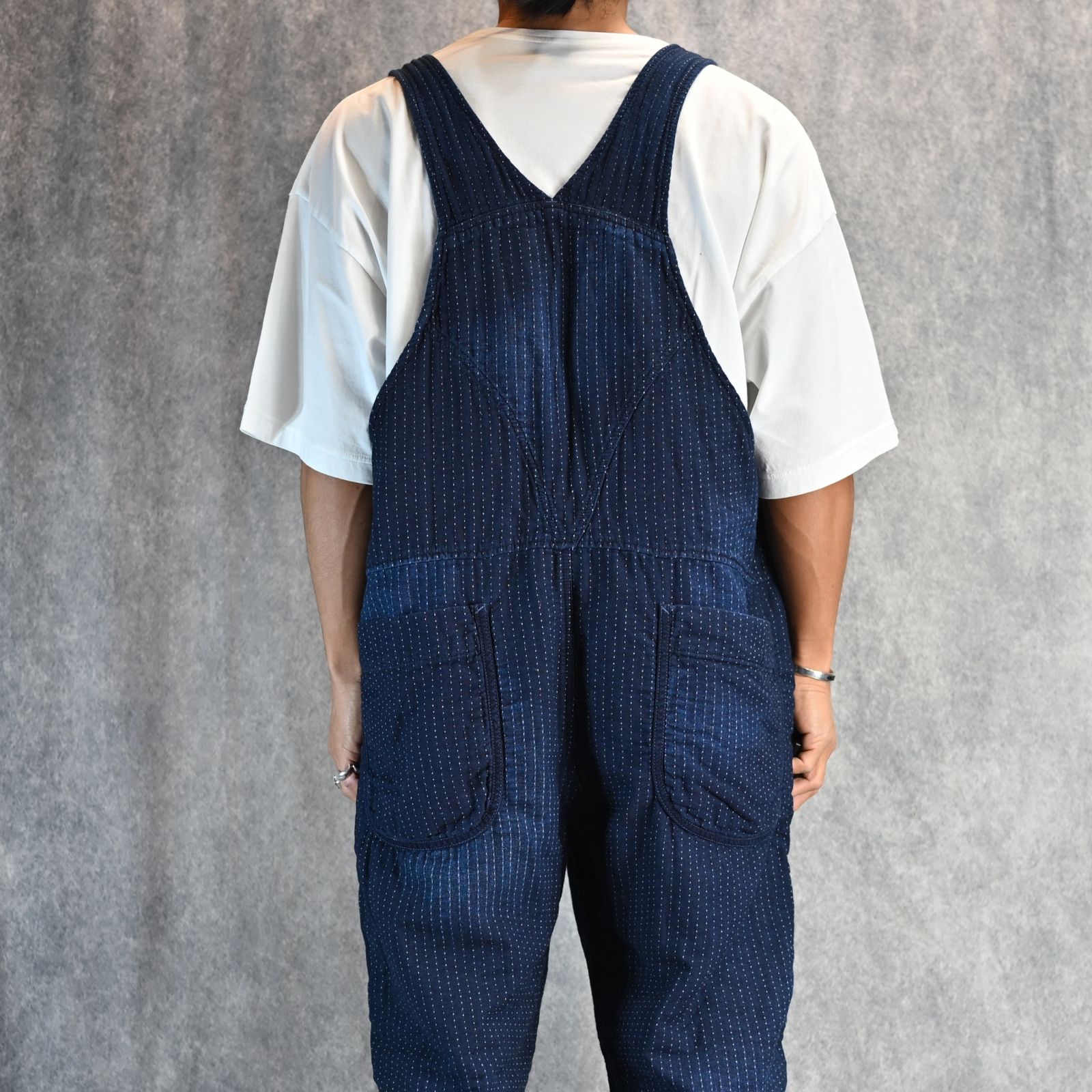 SASHIKO STRIPE OVERALL  (BLUE) / サシコストライプ オーバーオール （ブルー） PC-059-3190-40