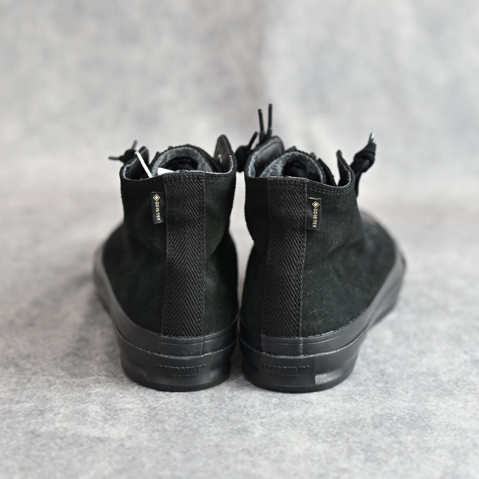 MINEDENIM × nonnative DWELLER TRAINER HI COW LEATHER WITH GORE-TEX by SPINGLE （BLACK × BLACK） / NNT-SN01