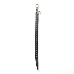STUDS & KNITTING LEATHER LONG KEY RING (BLACK) / スタッズ ＆ 編み込み ショート キーリング