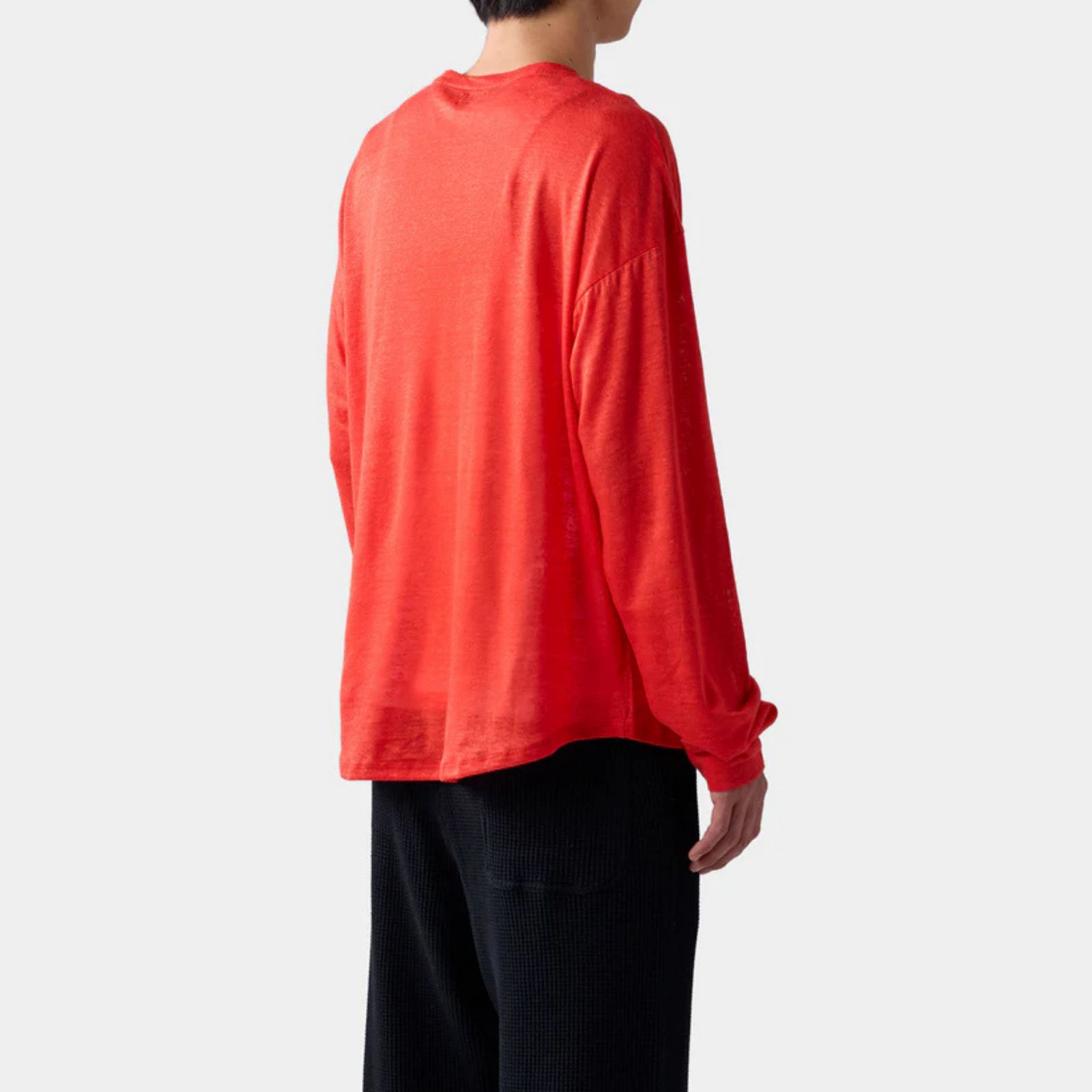 HF linen shirt LS （RED）｜リネン  ロンT （レッド）｜HF-02