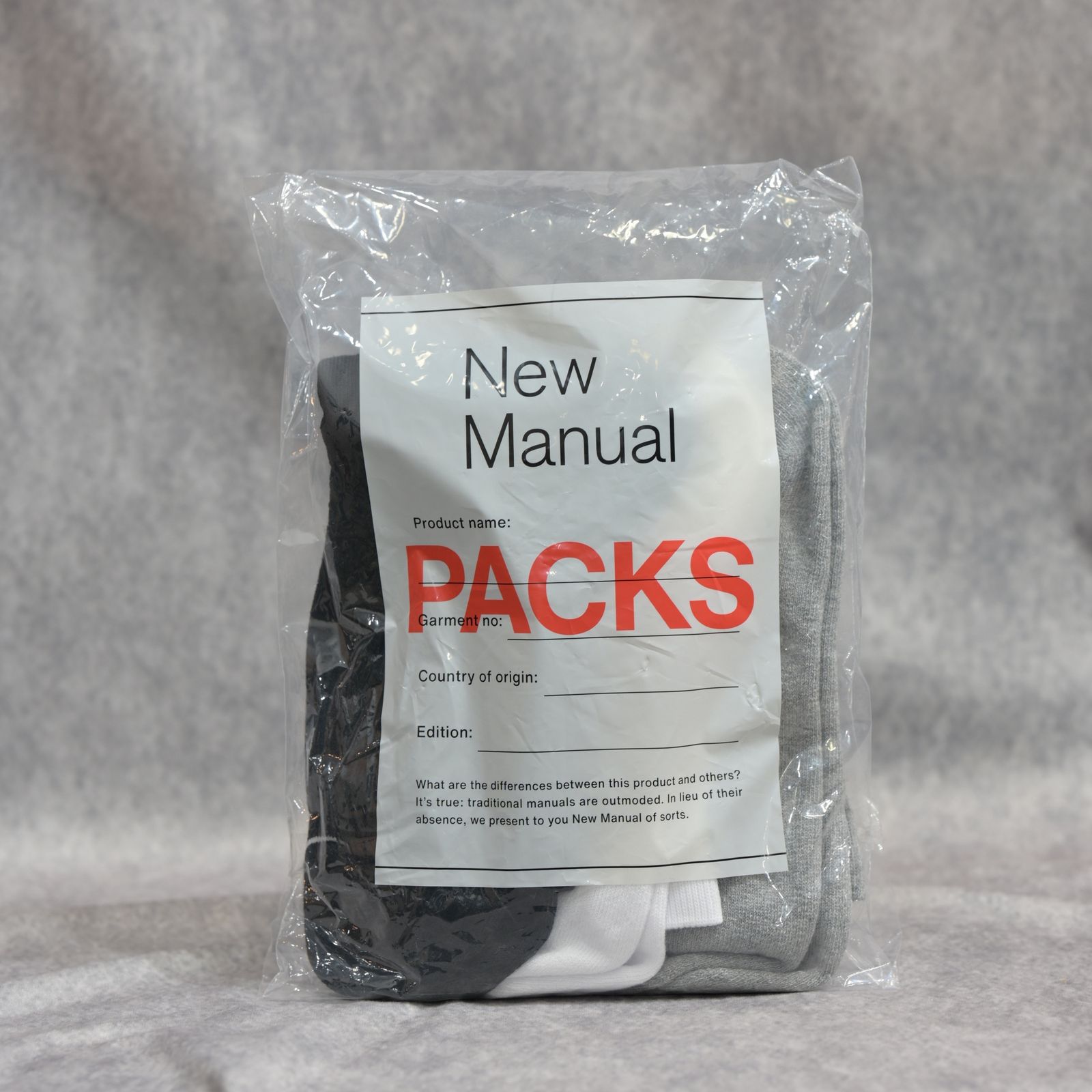 "PACK” 3P SOX （ OFF WHITE / GRAY / BLACK ） / ソックス （ オフホワイト / グレー / ブラック） 2026SS-GD1-YT