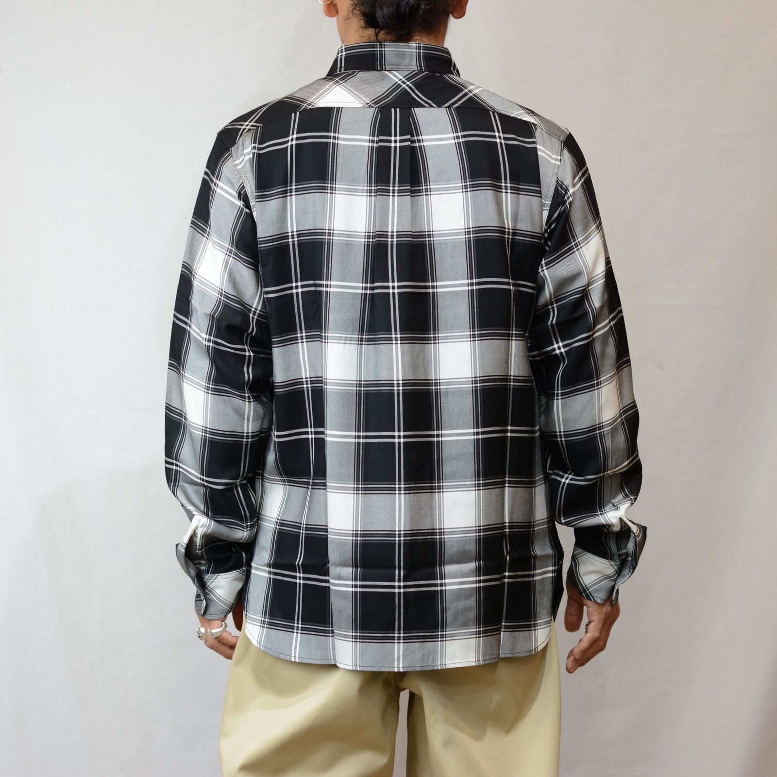 レーヨンチェック シャツ （BLK）