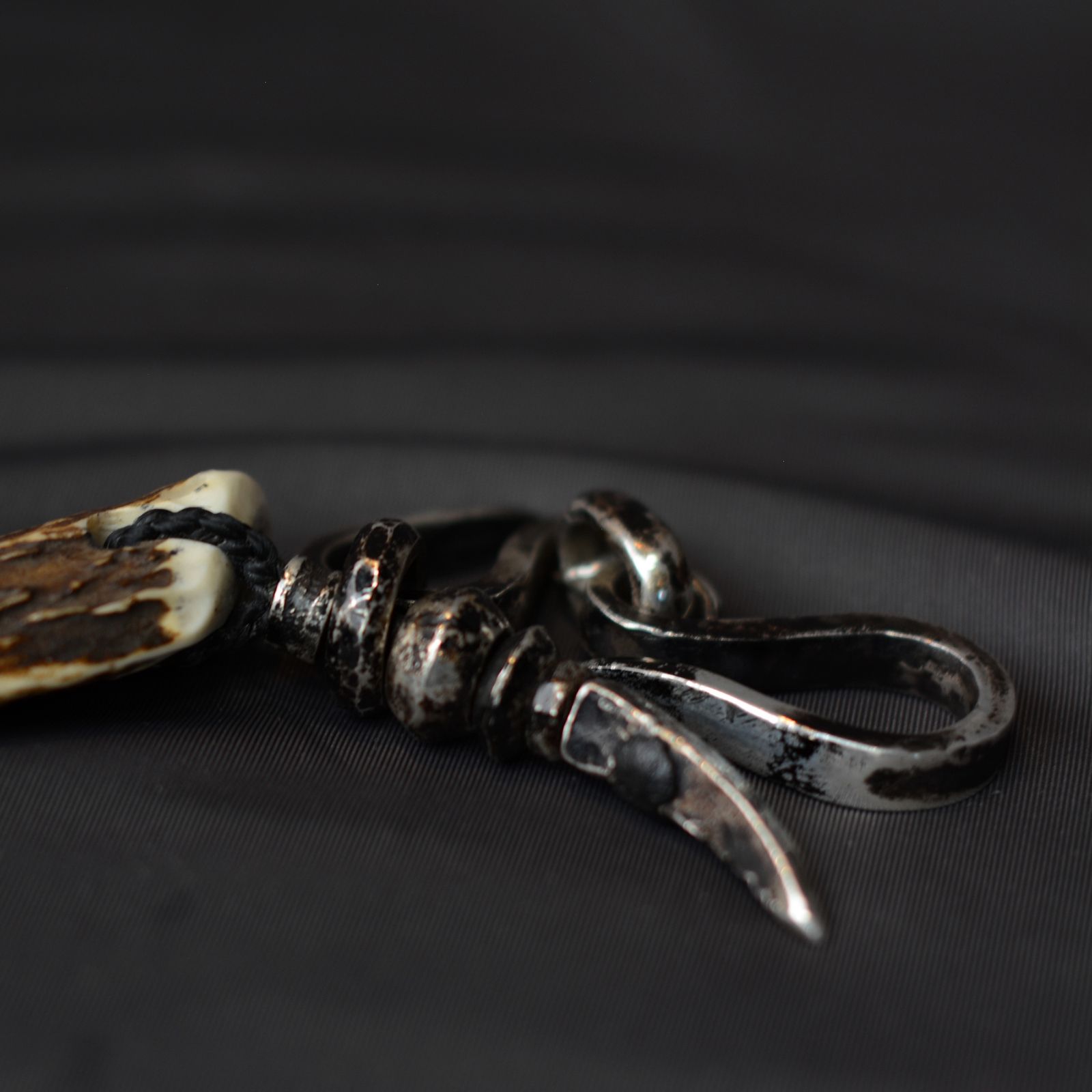 × JUNUEZONO DEER HORN HAIR SLIDE FOOK / KEY HOLDER （SILVER）