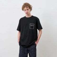 Y1935 FAKE POCKET TEE （BLACK）｜ フェイクポケット プリント Tシャツ （ブラック） 602-261-16