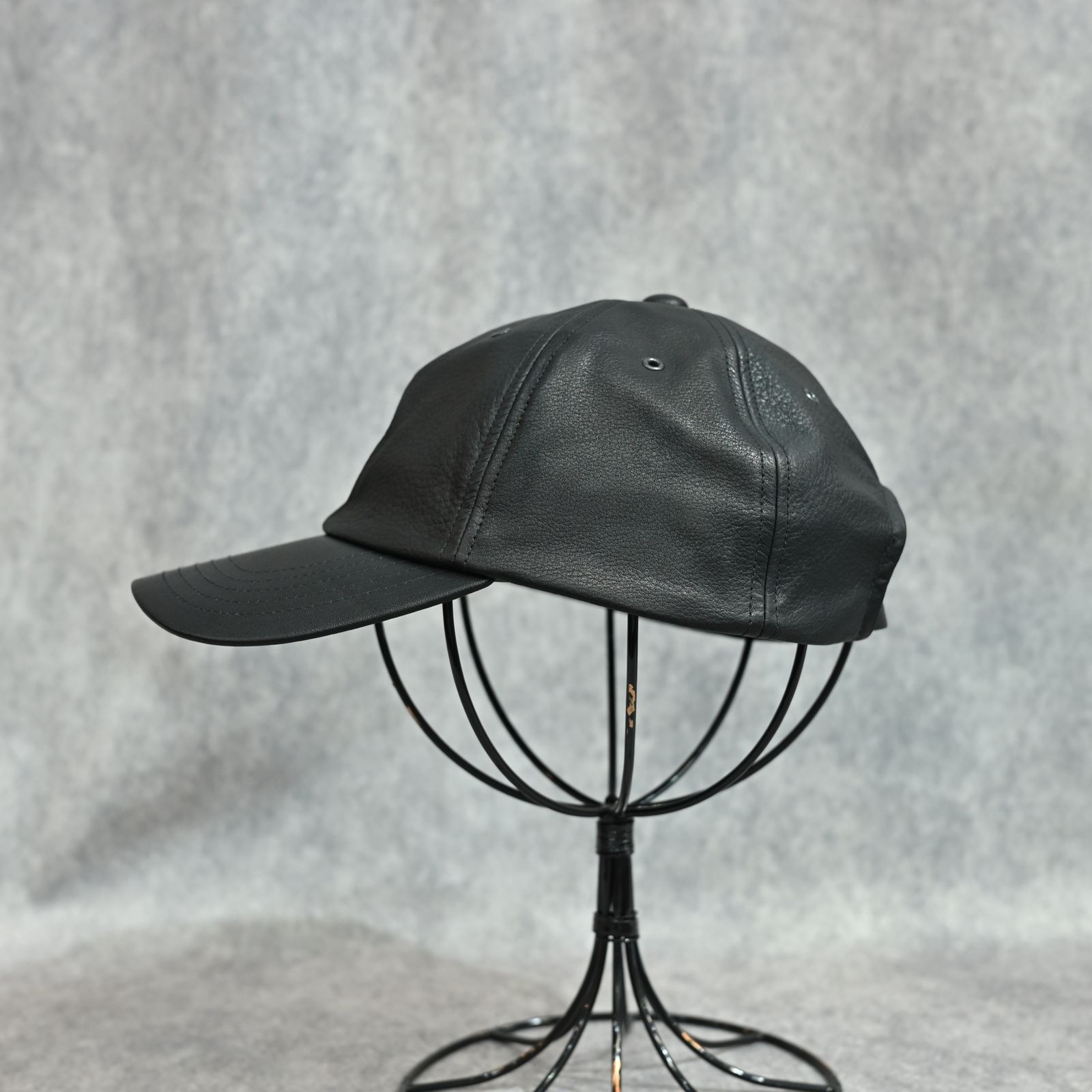 × ISAMU KATAYAMA BACKLASH｜B.B CAP （BLACK）｜ファニチャーレザー ベースボールキャップ｜HW-H14-786