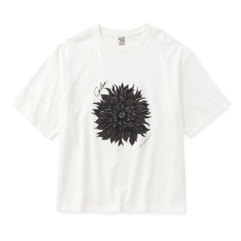 DAHLIA ART TEE ＜MIHO MURAKAMI DESIGN＞ (WHITE / BLACK)｜× 村上実帆 ダリア プリントTシャツ｜CL-26SS003MM