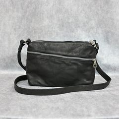 ジャパンダブルショルダー フルタンニン製品染め ショルダーバッグ （BLACK） / 92-29