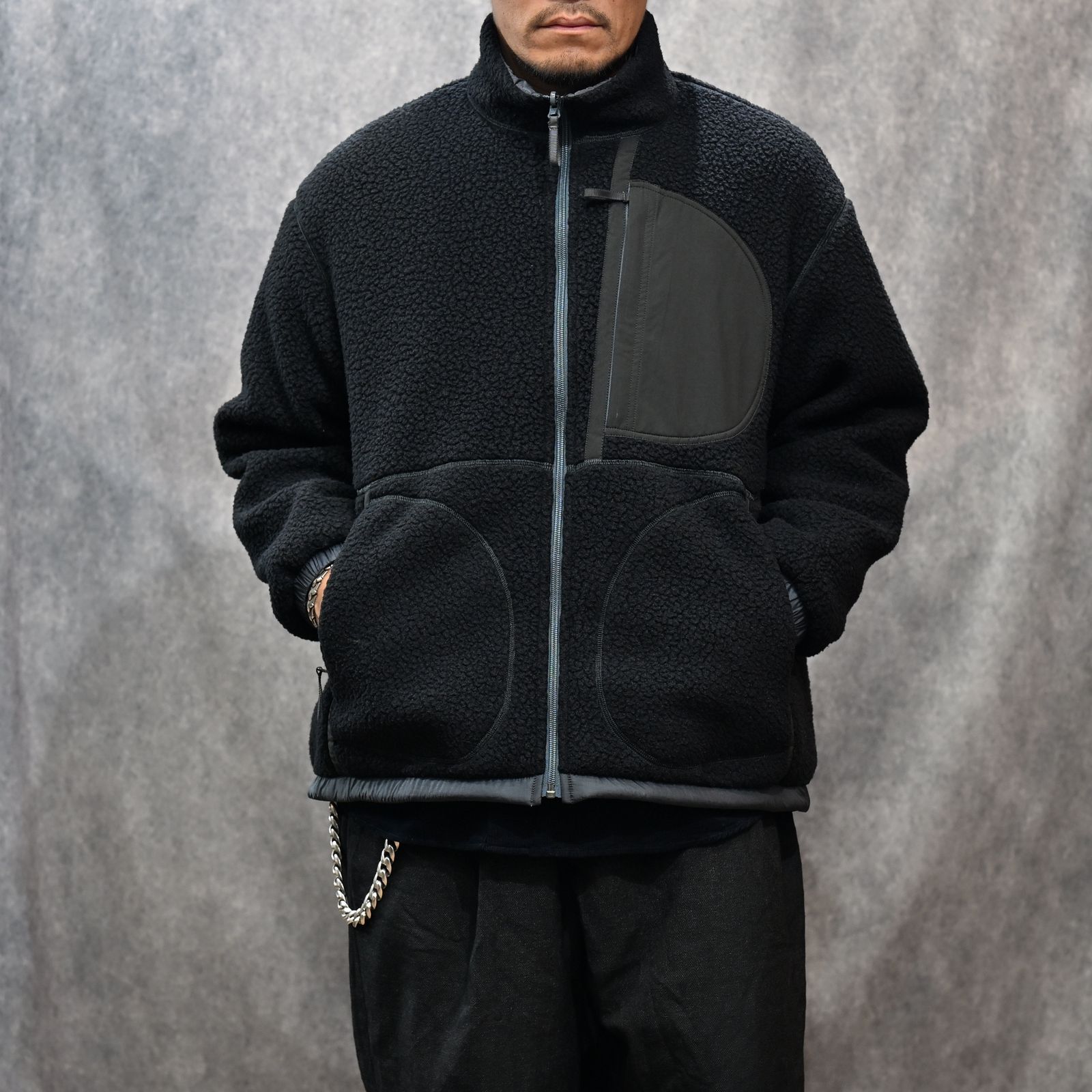 FLEECE LINER NYLON ZIP UP JACKET （BLACK）｜フリース リバーシブルジャケット （ブラック） PC-022-3623-10