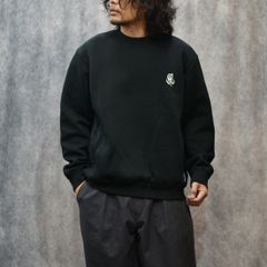 HIGH GAUGE DOUBLE KNIT CREW NECK SW (BLACK)｜ダンボールニットスウェットトレーナー｜CL-25AW019