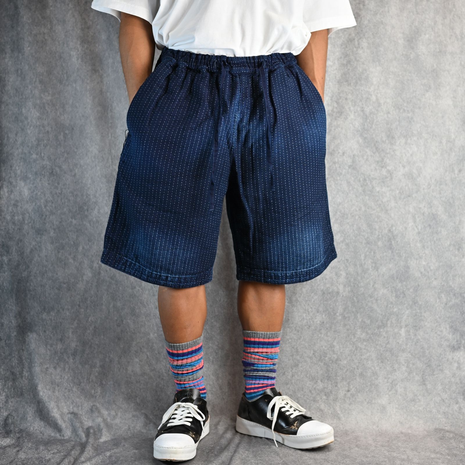 Porter Classic - SASHIKO STRIPE SHORTS (BLUE) / サシコ Porter Classic - SASHIKO STRIPE SHORTS (BLUE) / サシコ