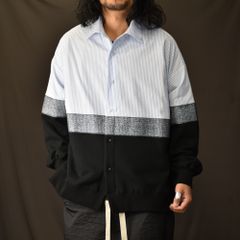 ニードルパンチ 切り替えシャツ / LB23SS-SH01-NDP (SAX STRIPE×BLACK)