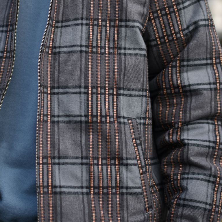 CALEE - Dobby check pattern swing top (Gray) / ドビーチェック 