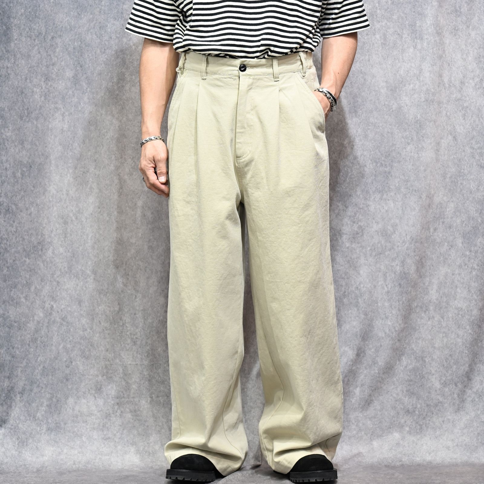 New Manual - CHINO WIDE TROUSERS （BEIGE） / チノパンツ ワイド