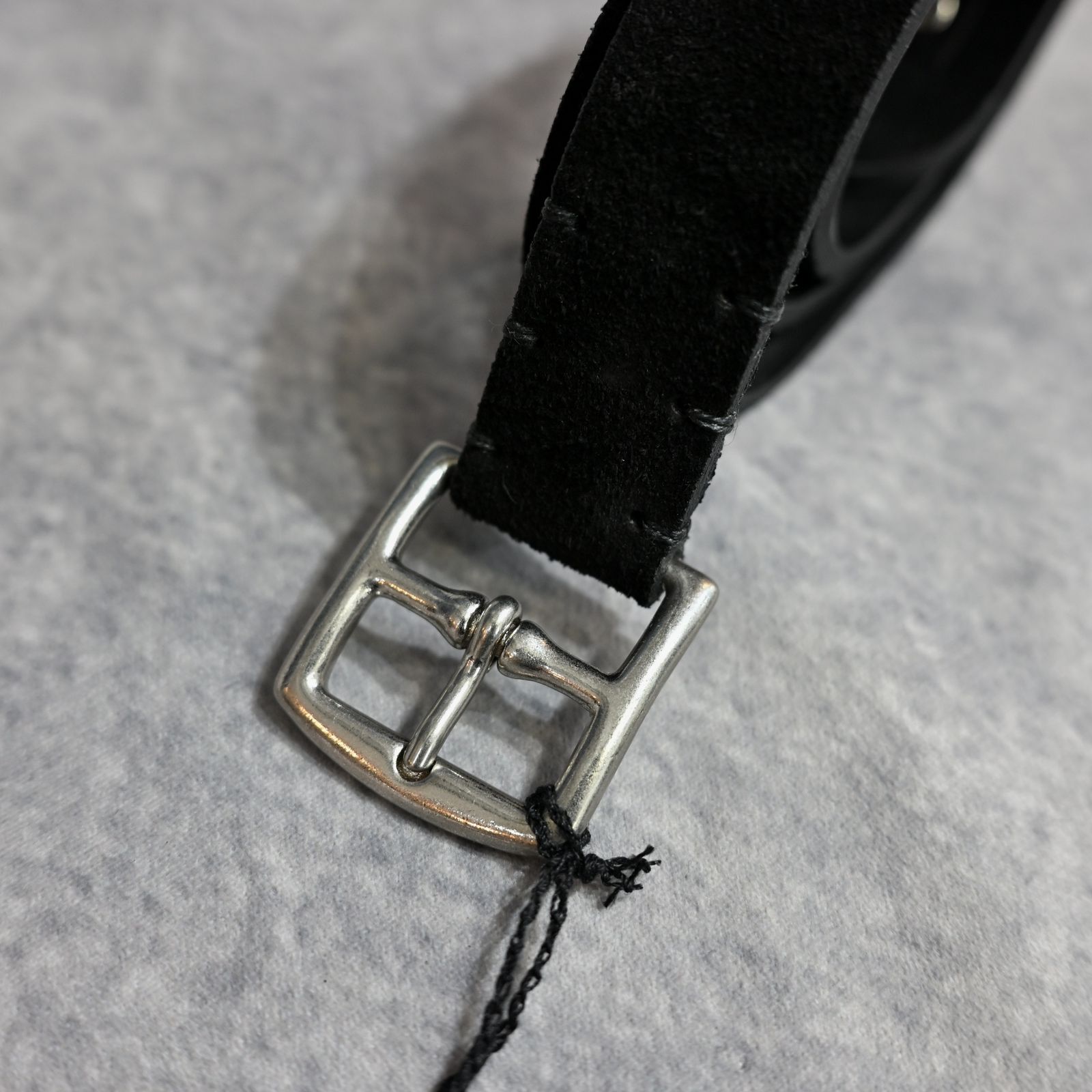 Thick Velour Blade-tip Studs Belt （BLK）｜ベロア 剣先スタッズ ベルト｜MDLBT001