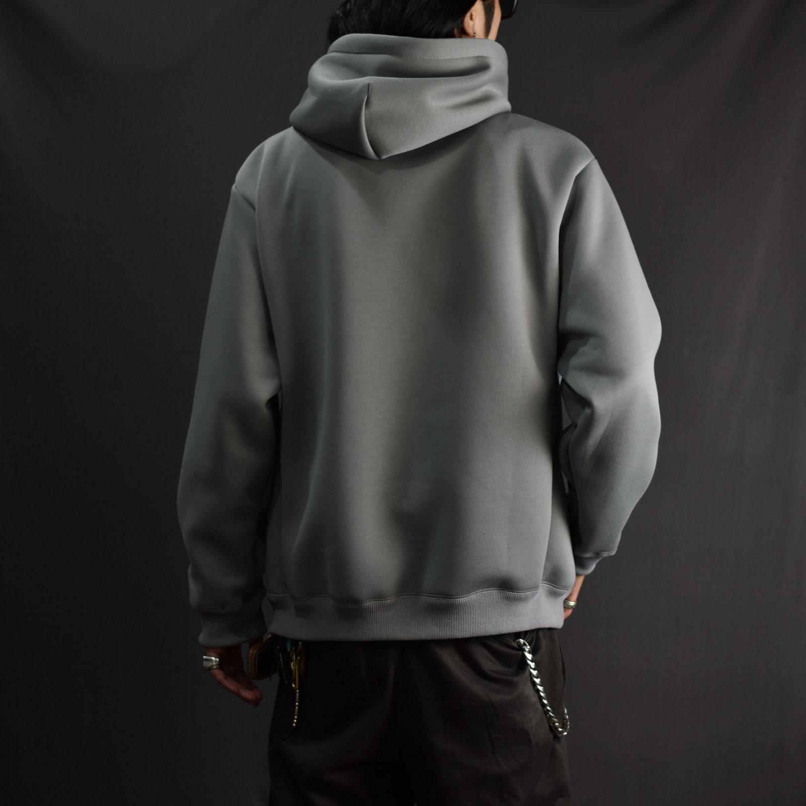 MULTI WAY DOUBLE KNIT PULLOVER HD (BLUE / GRAY) / ダンボールニット プルオーバーパーカー