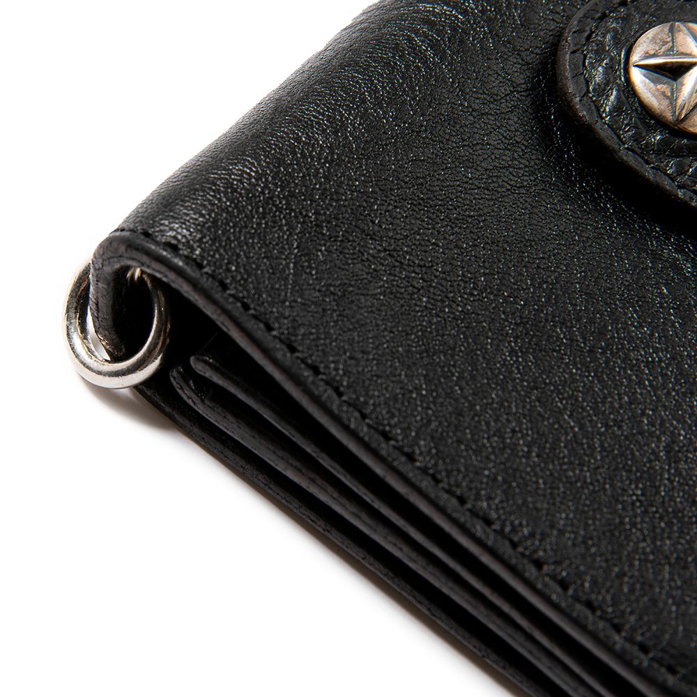 CALEE - Silver star concho strap leather wallet (Black) / シルバー 