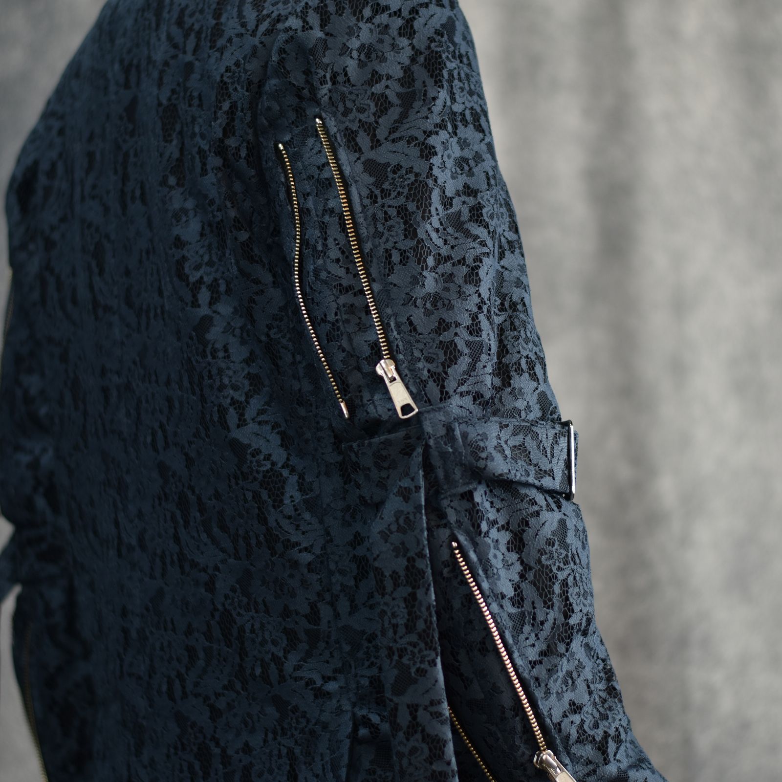 FLOWER LACE BONDAGE DOUBLE BREASTED JKT (BLUE)