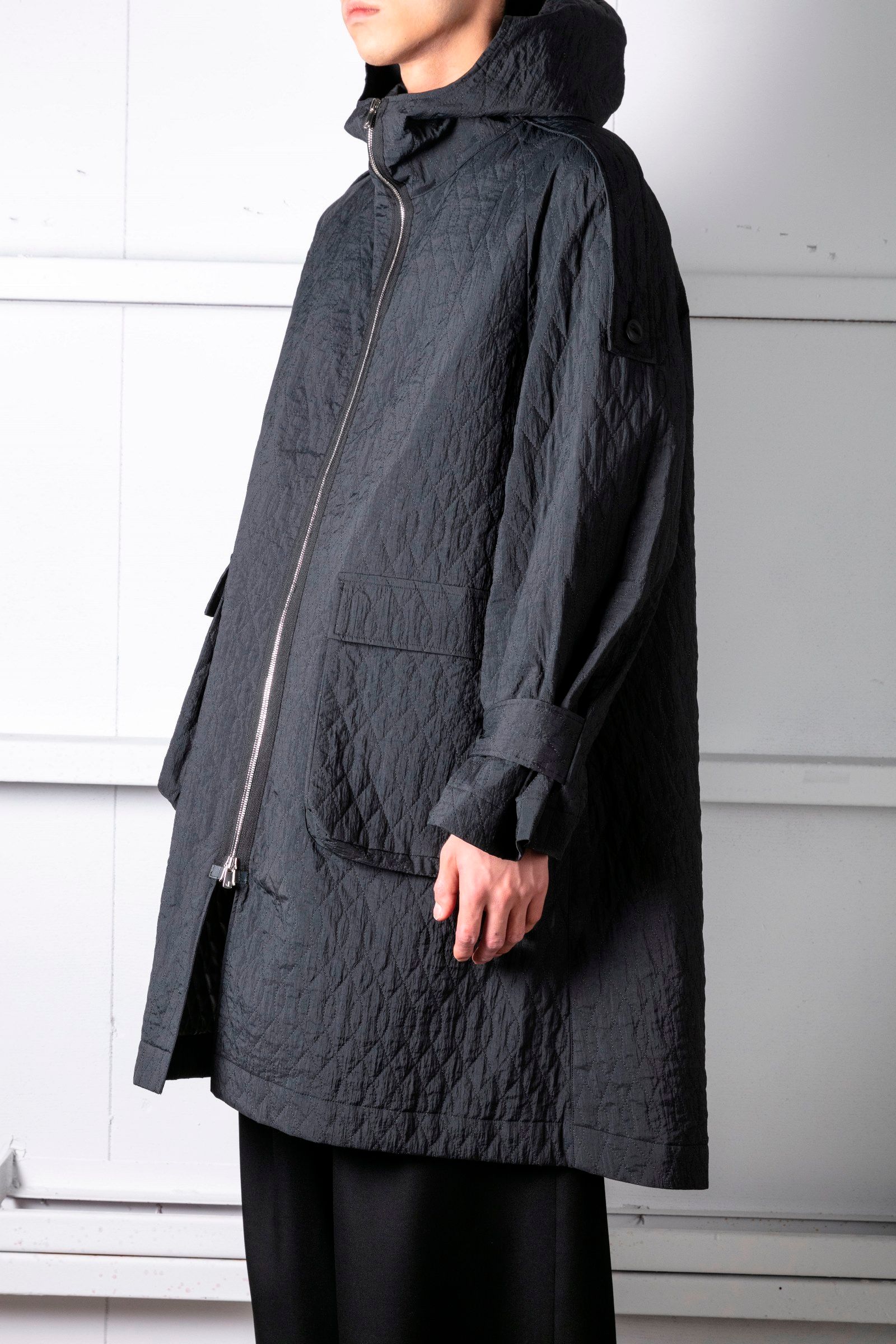quilting field coat (BLACK) / キルティング フィールド コート