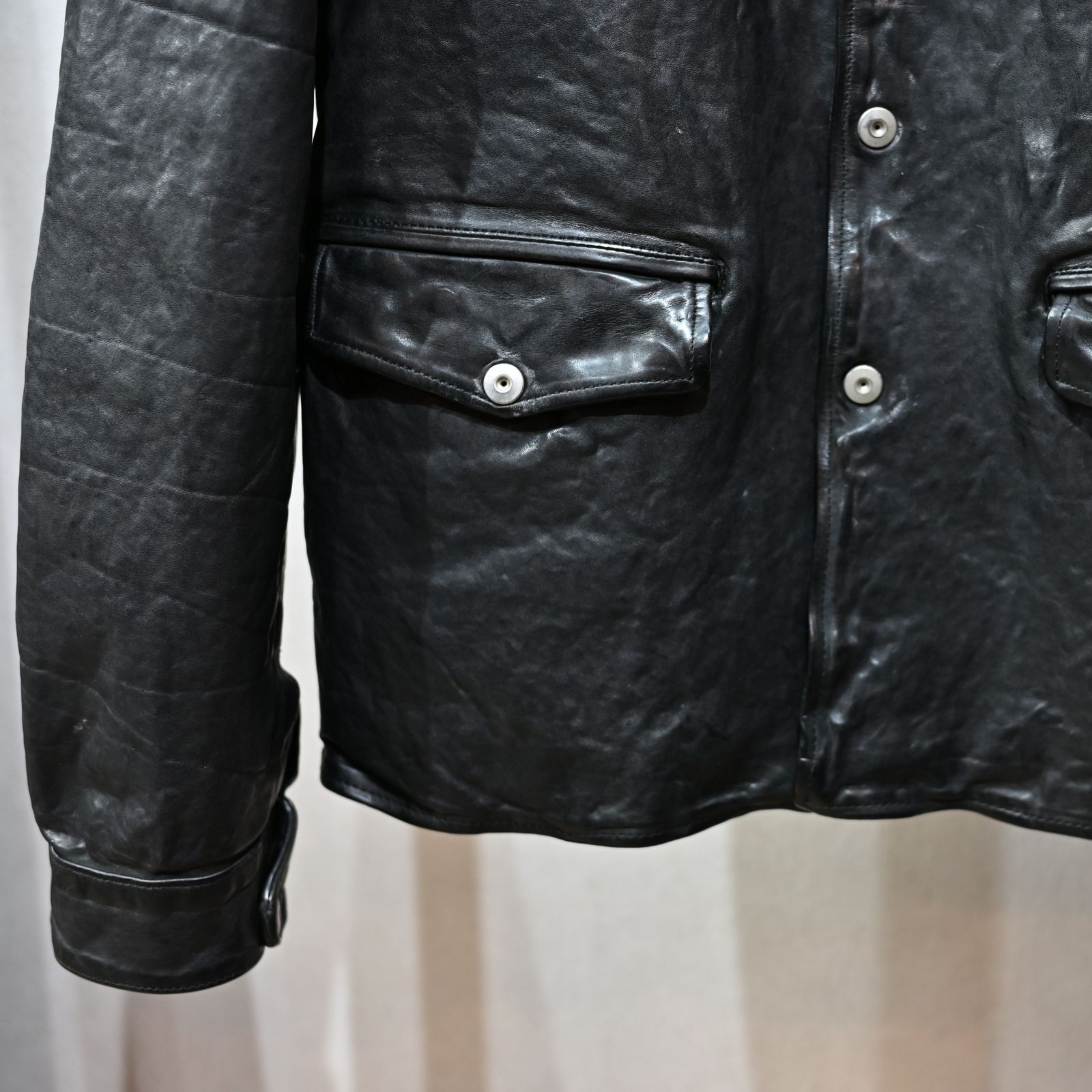 フレンチショルダー 製品染め カーコート （BLACK）｜1842-11