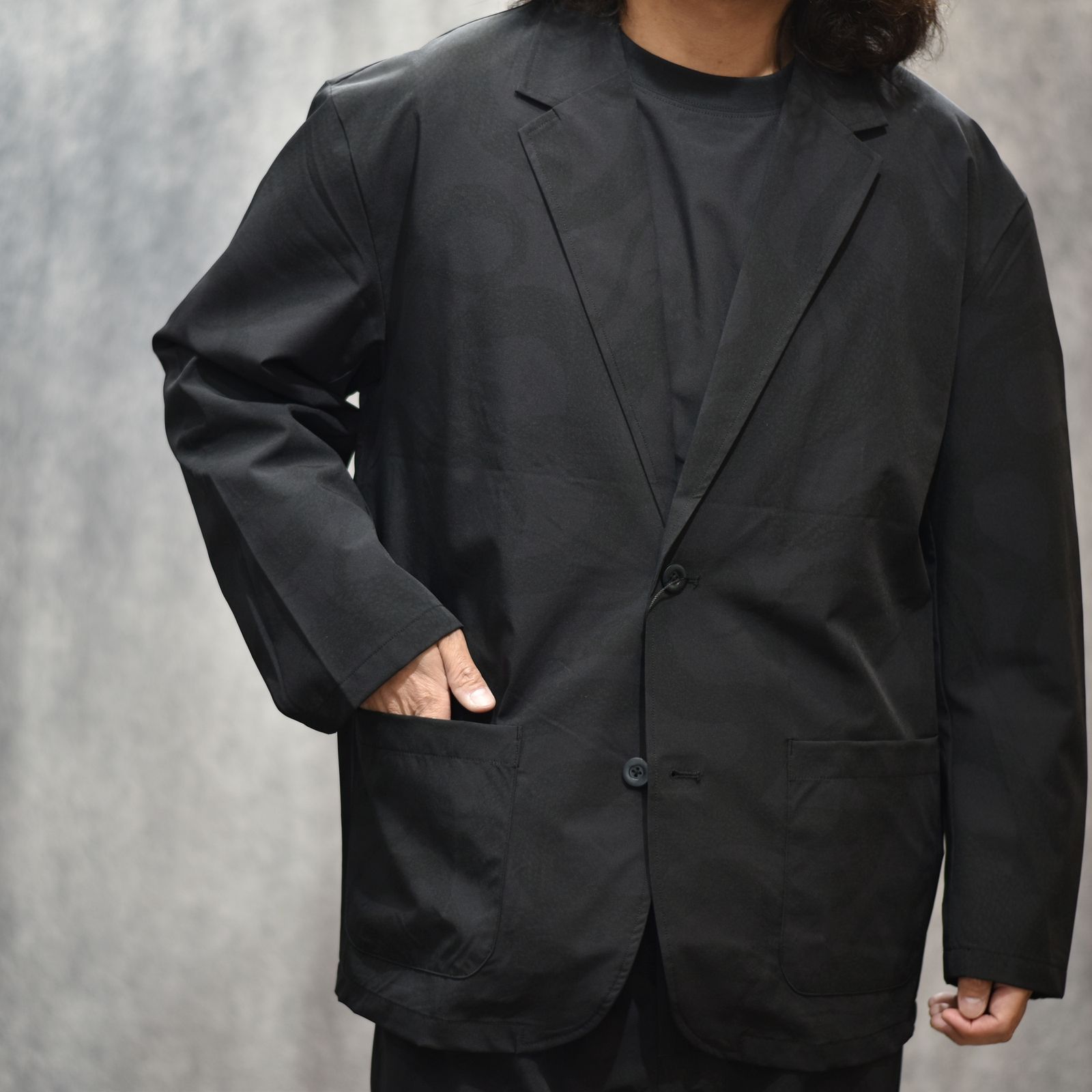 × OVYS SNAKE PATTERN NYLON T/T JACKET & PANTS (BLACK)｜× オーヴィーズ 蛇柄 ナイロン セットアップ｜ov-ls-jkpt-0001