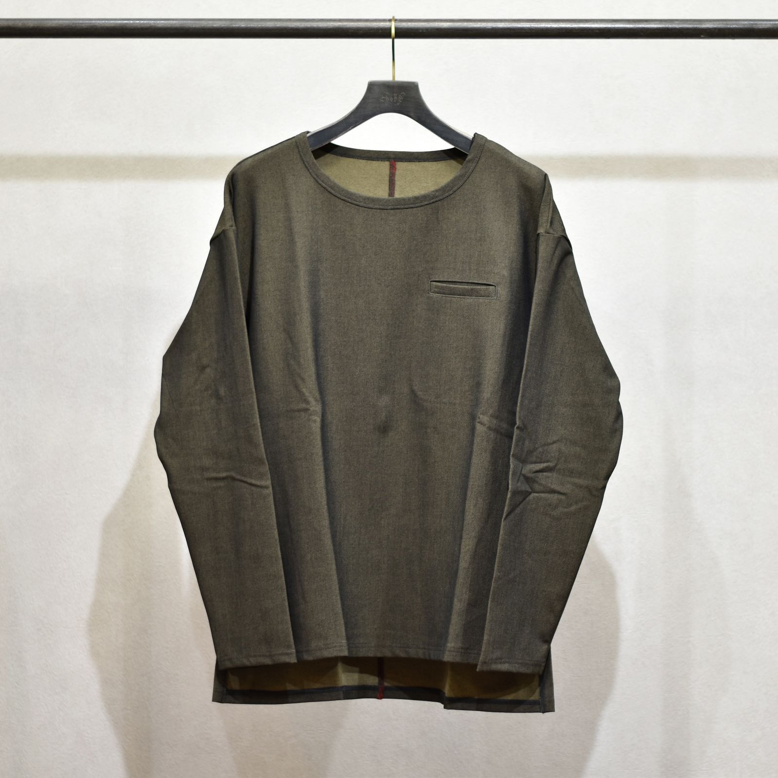 ポリエステルレーヨンアクリル ストレッチ ポケットカットソー （KHAKI）