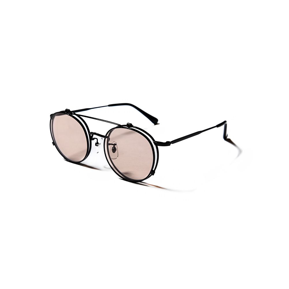 CALEE - Flip up type circle metal glasses -Limited- (Black.Brown