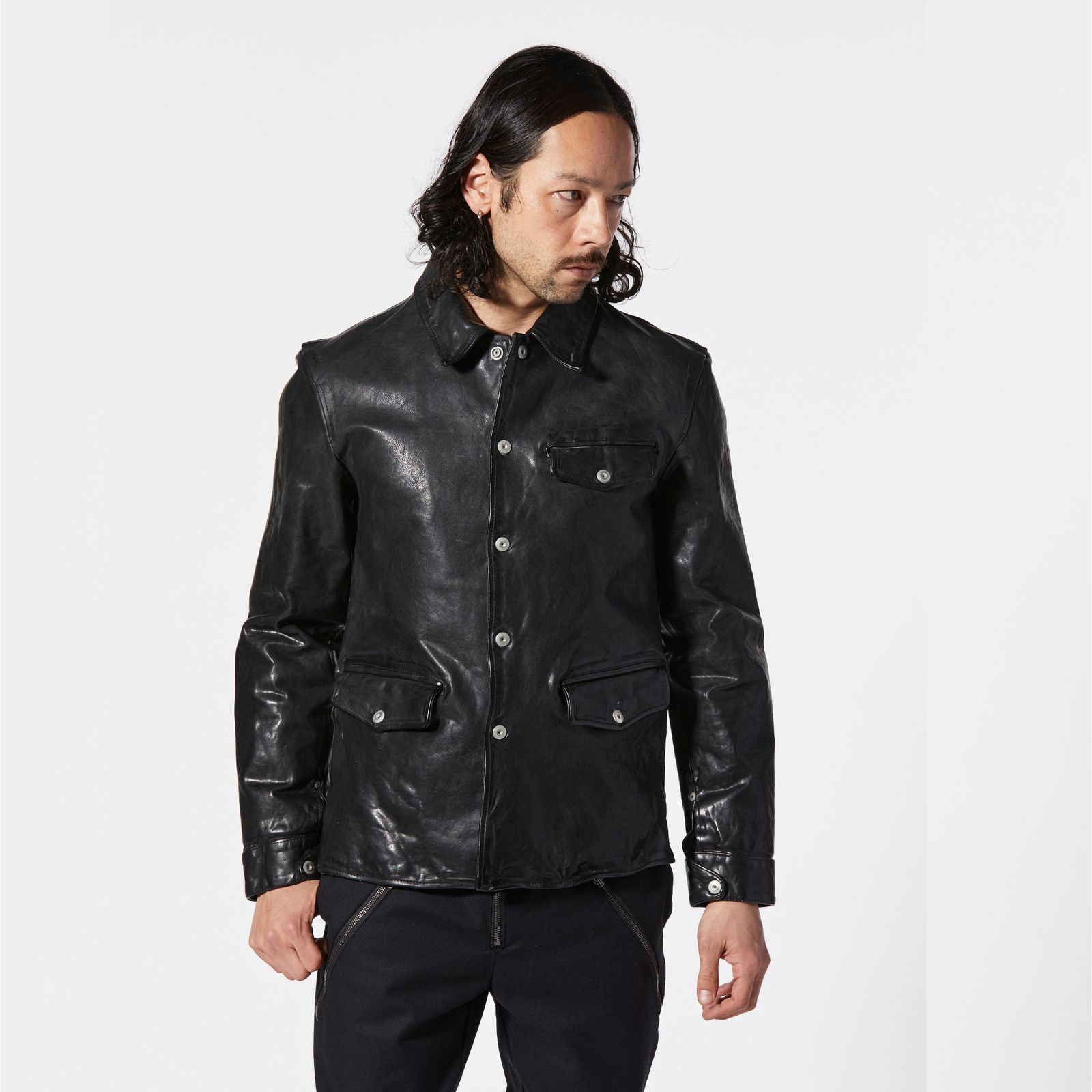 フレンチショルダー 製品染め カーコート （BLACK）｜1842-11