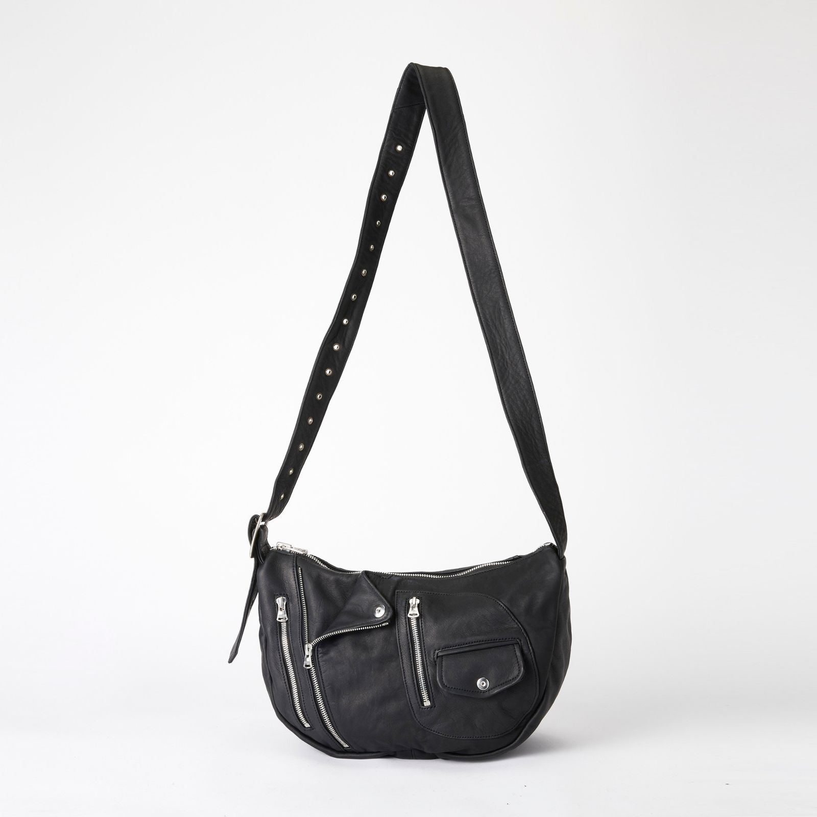 ジャパン カーフ タンニン鞣し 製品洗い加工 ショルダーバッグ (BLACK / ブラック) / 254-04