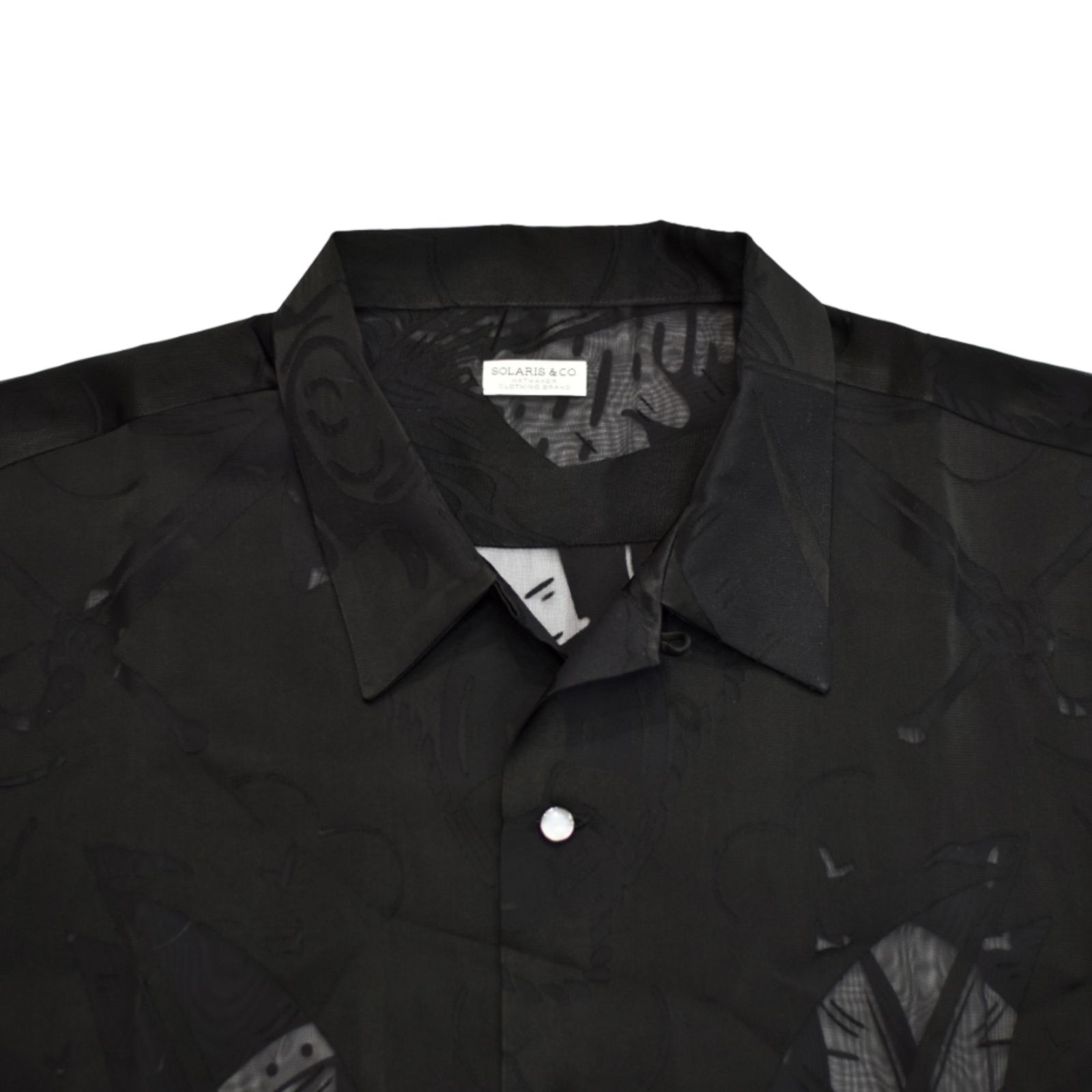 Open Collar S/S Burn Out Shirt "BRASCO" (BLACK)｜オープンカラーシャツ｜Y02002