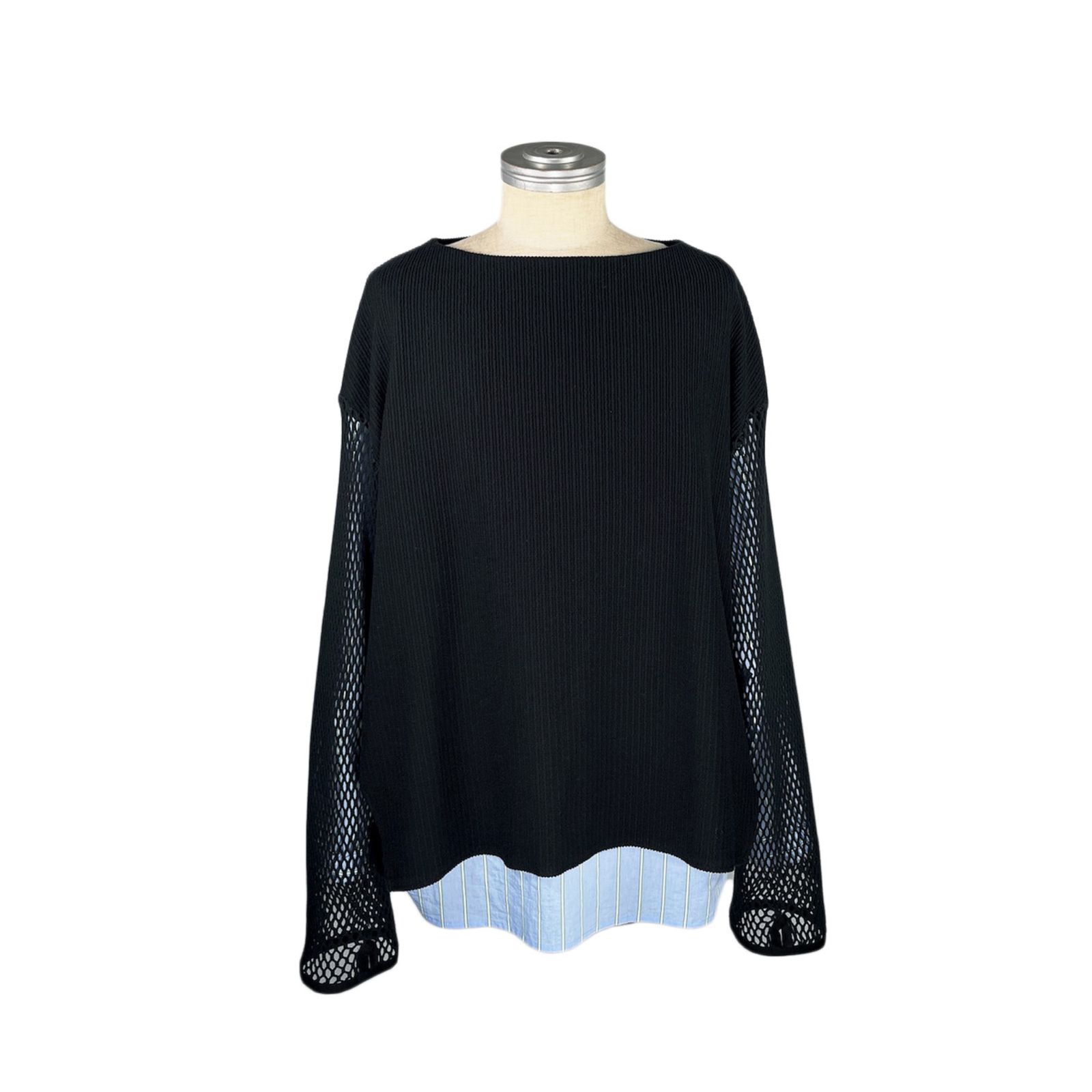 ボートネックニットソー / LB24AW-PO06-FSJ (BLACK×SAX STRIPE)