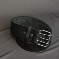 ダブルショルダーレザー製品染め スリーピンベルト （BLK）