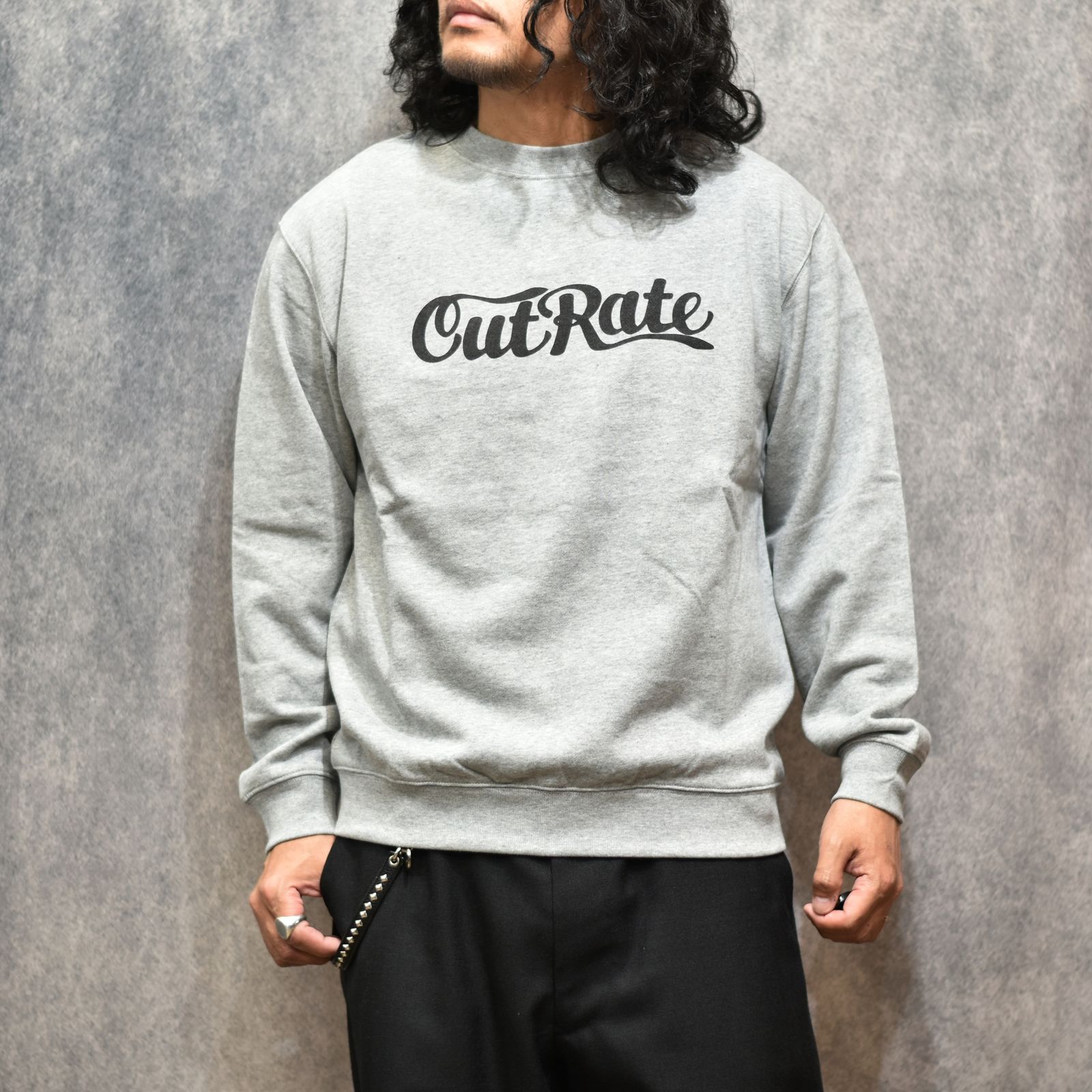 CUTRATE LOGO CREW NECK SWEAT (MIX GRAY)｜プリント スウェット トレーナー｜CR-26SS005