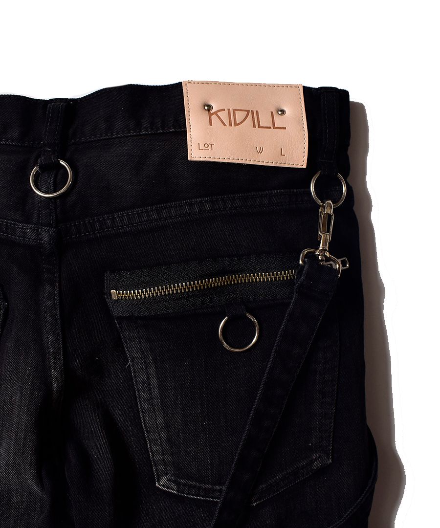 MINEDENIM - × KIDILL SKINNY ZIP & STRAPS DENIM PATNTS-DISTRESSED