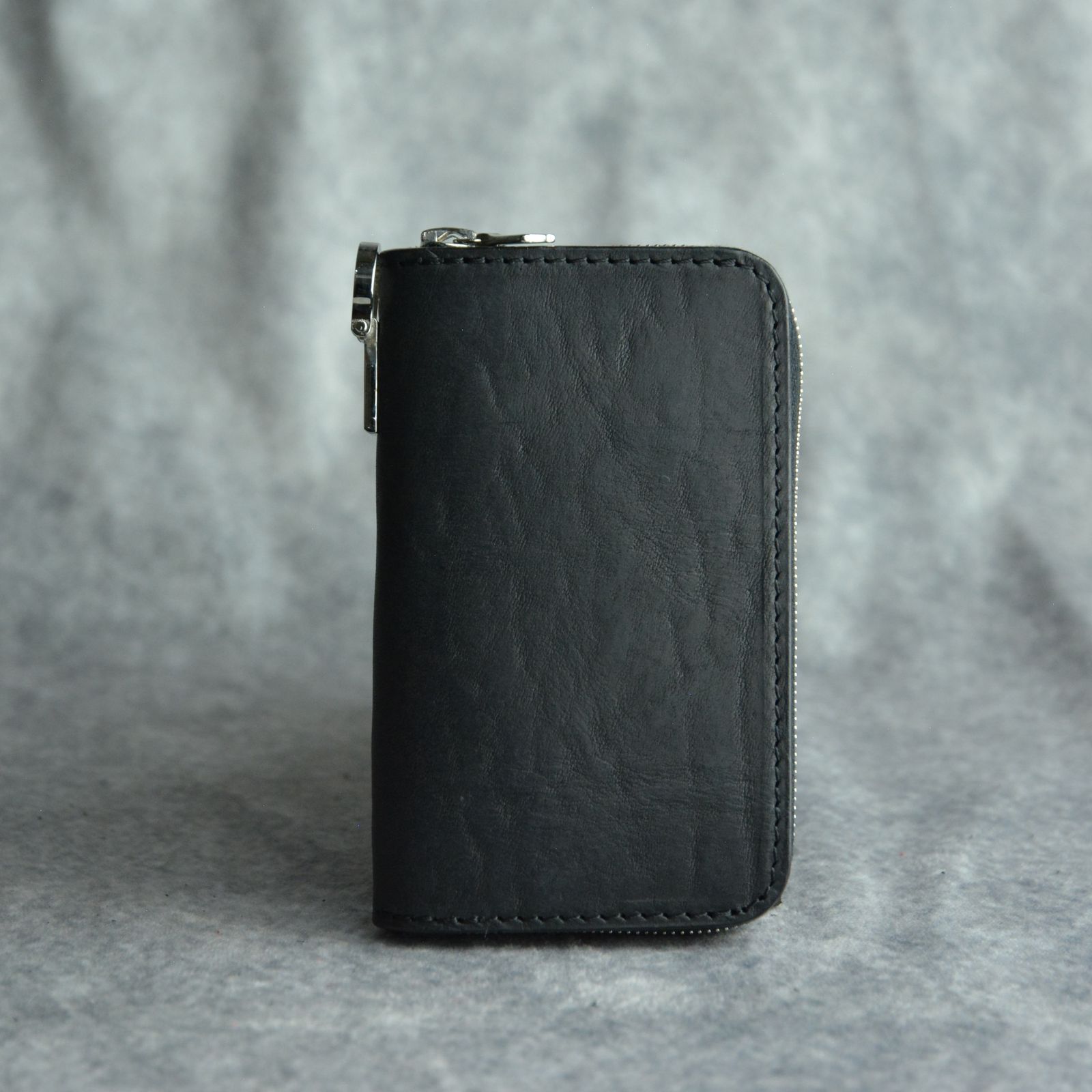 イタリアンダブルショルダー ミニラウンド財布 （BLACK / ブラック）