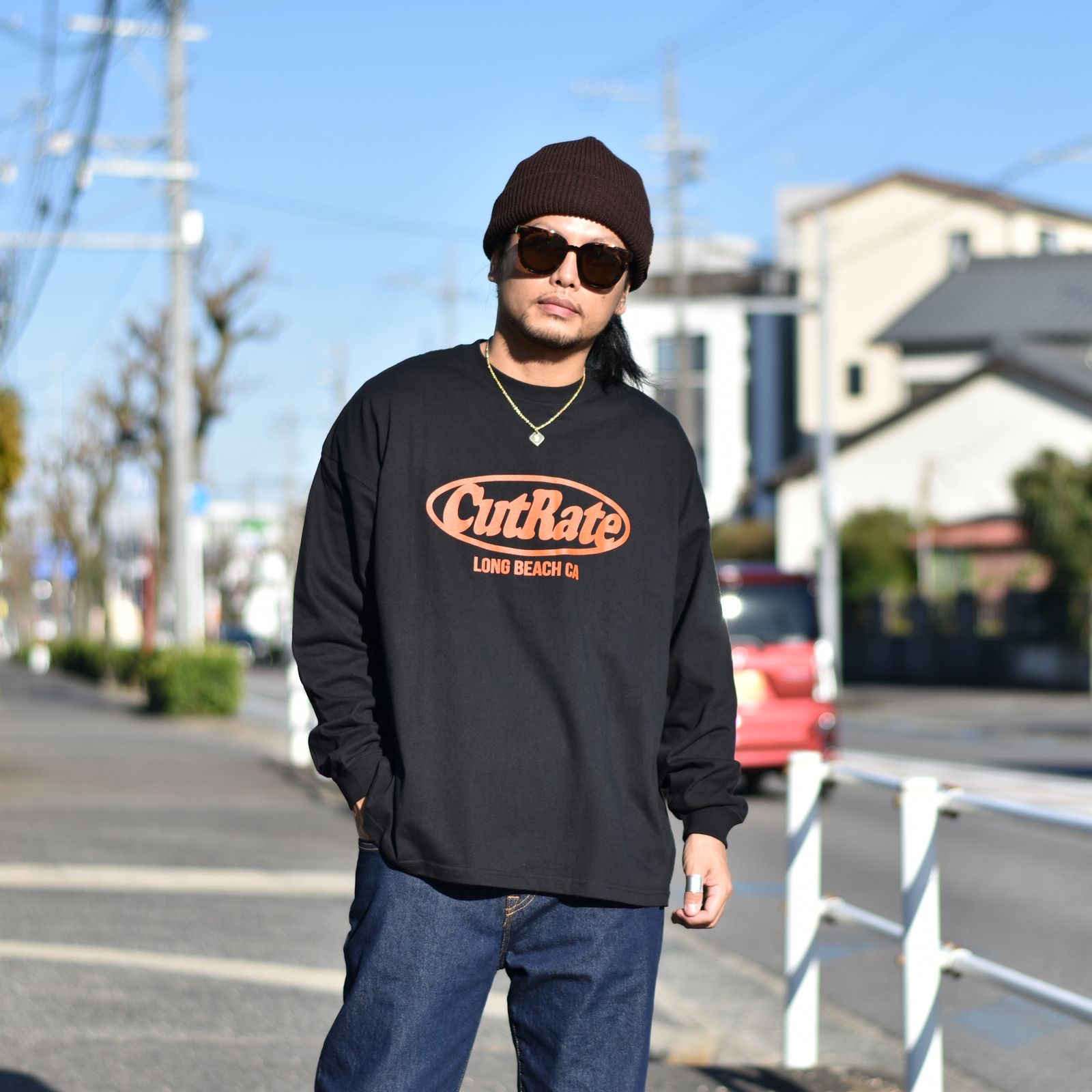 ×VENICE8 COFFEE HOUSE®️ CAFE DOG DROPSHOULDER L/S T-SHIRT (BLACK) / カフェドッグ ドロップショルダー Tシャツ