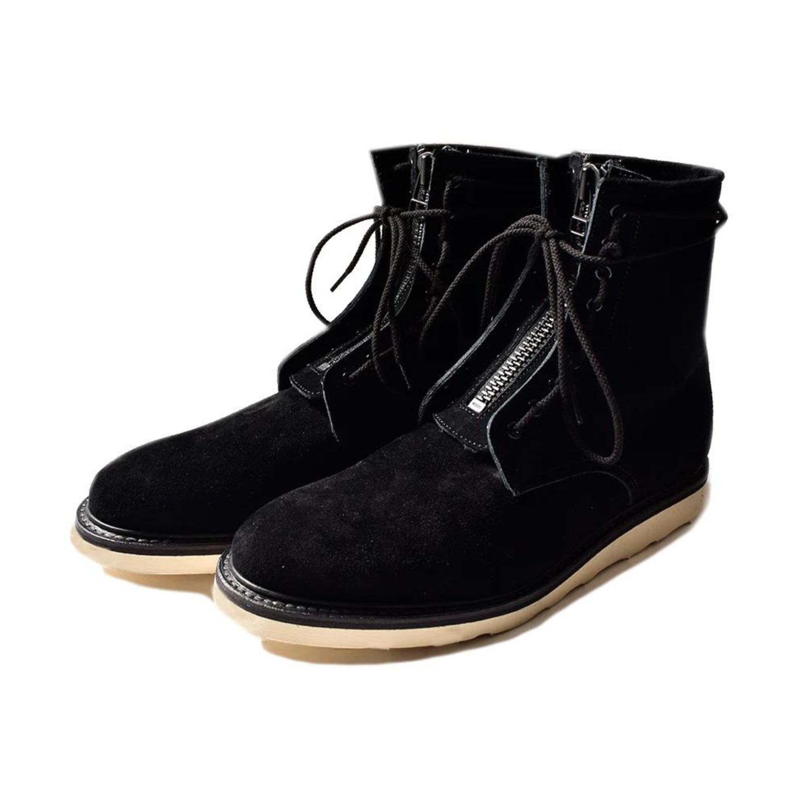 Suede Leather Zipper Unit Boots （BLK） / ファイヤーマン ブーツ センタージップ （ブラック）