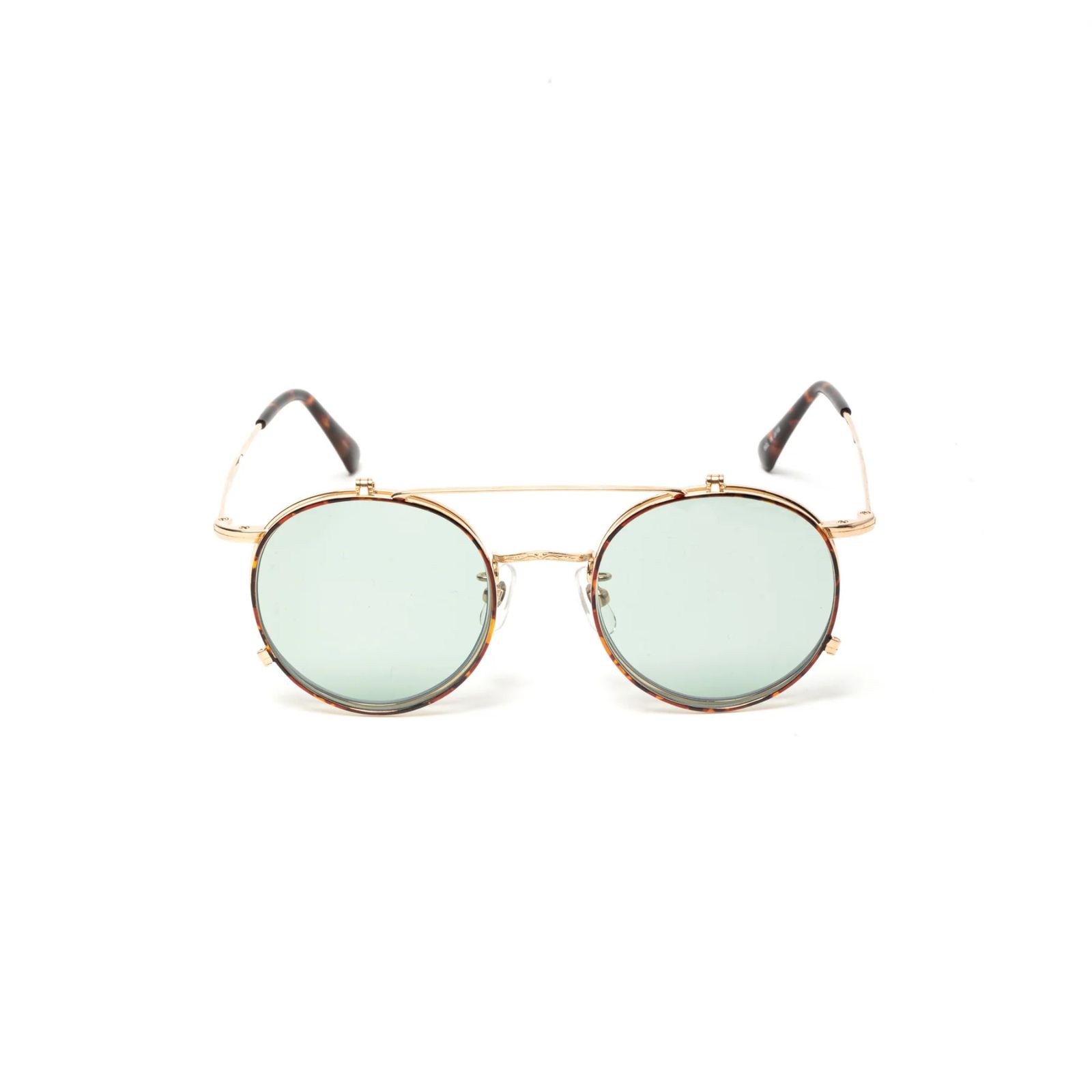 FLIP UP TYPE CIRCLE METAL GLASSES (GOLD/GREEN) / フリップアップタイプ サークルメタル サングラス
