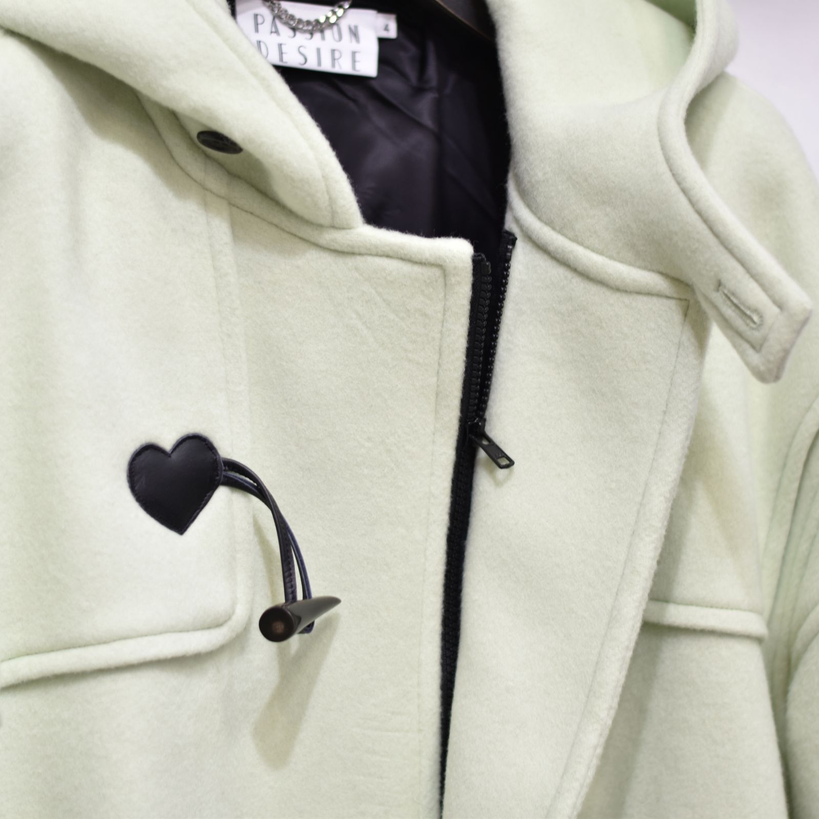 el conductorH - WOOL MELTON HEART DUFFLE COAT (MINT) / ウール