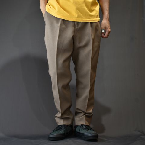 Vintage type tropical cloth tapered easy slacks (Brown) / ヴィンテージタイプ トロピカルクロス テーパードイージースラックス