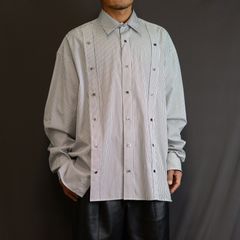 Stripe broadcloth oversized plackets shirt